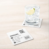 独自のQRコードビジネスロゴソーシャルメディアIDの作成 スクエアペーパーコースター (インサイチュ)