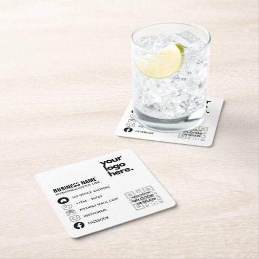 独自のQRコードビジネスロゴソーシャルメディアIDの作成 スクエアペーパーコースター (インサイチュ)