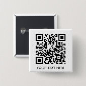 独自のQRコード文字スキャンミニマルシンプル失ったの追加 缶バッジ (正面&裏面)