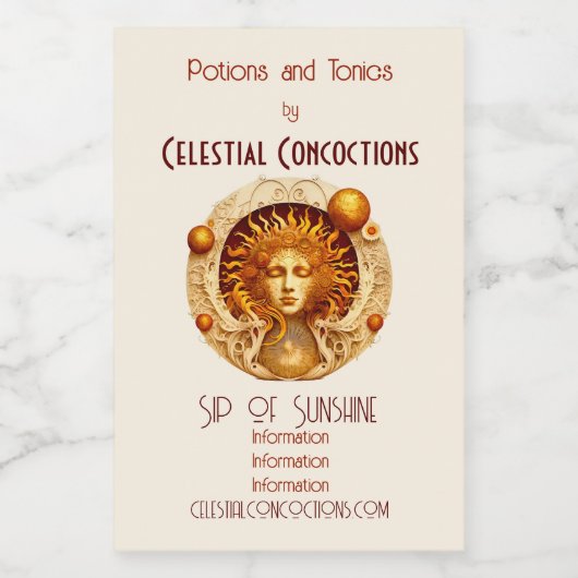 独自のSteampunk太陽の女神を作成 ワインラベル (シングルラベル)