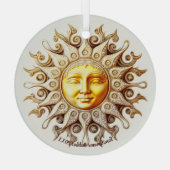 独自のSteampunk黄金ビクトリアンの太陽を作成 ガラスオーナメント (裏面)