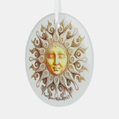 独自のSteampunk黄金ビクトリアンの太陽を作成 ガラスオーナメント (正面左)