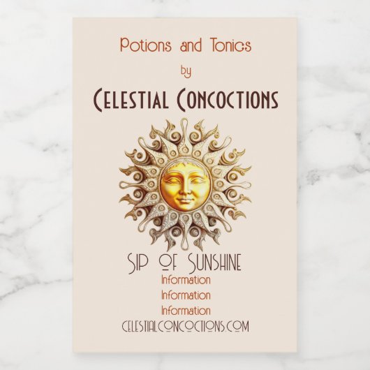 独自のSteampunk黄金ビクトリアンの太陽を作成 ワインラベル (シングルラベル)