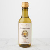 独自のSteampunk黄金ビクトリアンの太陽を作成 ワインラベル (正面)