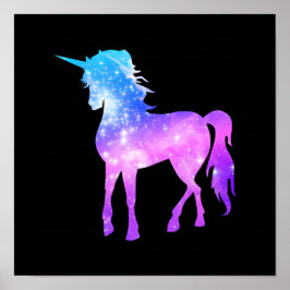 独自のUnicornフォトシルエットブラックを作成 ポスター