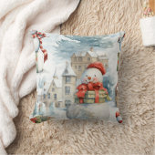 独自のWintery雪だるまの作成 クッション (ブランケット)