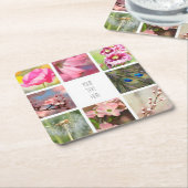 独自パーソナライズされたのフォトコラージュの作成   スクエアペーパーコースター (アングル)