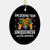 独自性を解き放つ自閉症ゲーマー セラミックオーナメント (右)