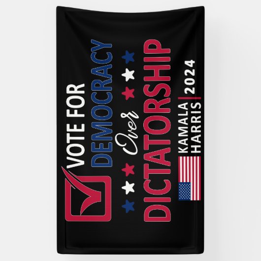 独裁政権に対する民主主義 – Vote Harris 2024 横断幕 (縦)