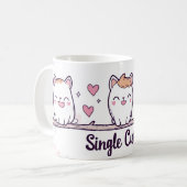 独身のかわいこちゃんかわいい猫 コーヒーマグカップ (正面左)
