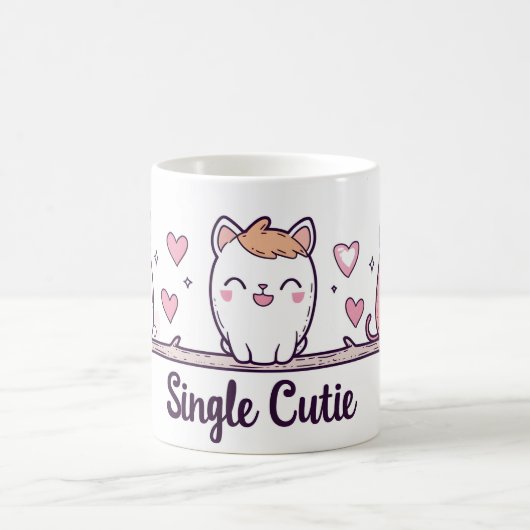 独身のかわいこちゃんかわいい猫 コーヒーマグカップ (中央)