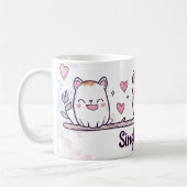 独身のかわいこちゃんかわいい猫 コーヒーマグカップ (左)
