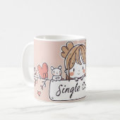 独身のかわいこちゃんアニメかわいい コーヒーマグカップ (正面左)