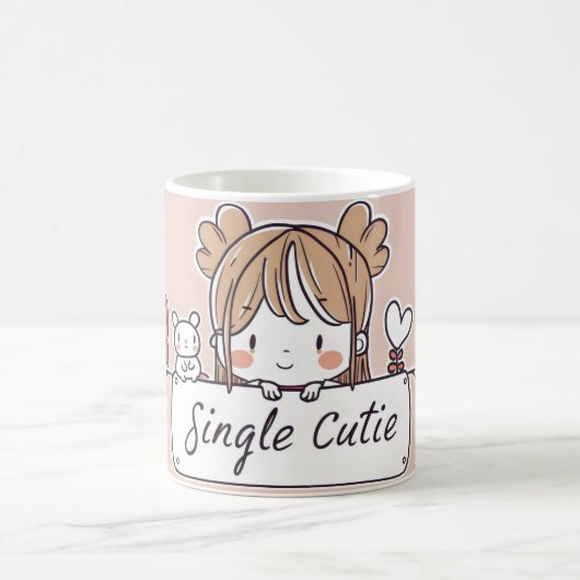 独身のかわいこちゃんアニメかわいい コーヒーマグカップ (中央)
