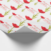独身ので赤いチューリップの芸術のカスタムな覆いの結婚 ラッピングペーパー (角)