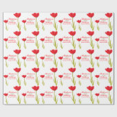 独身ので赤いチューリップの芸術のカスタムな覆いの結婚 ラッピングペーパー (フラット)