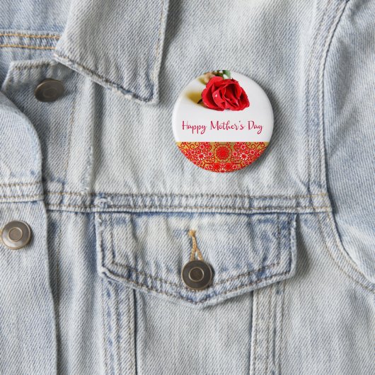 独身ので赤いバラとの幸せな母の日 缶バッジ (インサイチュ)