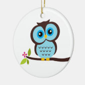 独身ので青いフクロウ セラミックオーナメント (左)