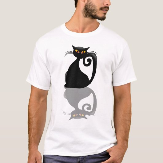 独身ので黒い子猫のワイシャツ Tシャツ (正面)