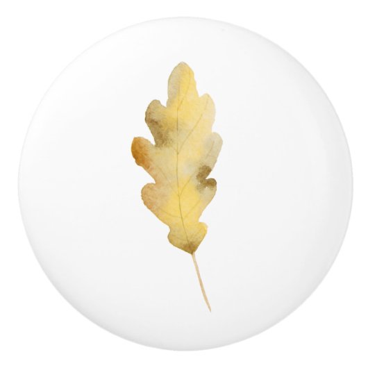 独身のなカシの葉の引出しのノブ セラミックノブ (正面)