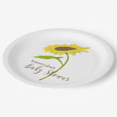 独身のなヒマワリのベビーシャワーのプレート ペーパープレート (アングル)