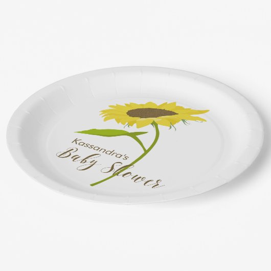 独身のなヒマワリのベビーシャワーのプレート ペーパープレート (アングル)