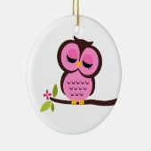 独身のなピンクのフクロウ セラミックオーナメント (右)