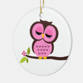独身のなピンクのフクロウ セラミックオーナメント (左)