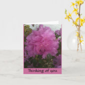 独身のなピンクの花の写真とのあなたの考えること カード (黄色い花)