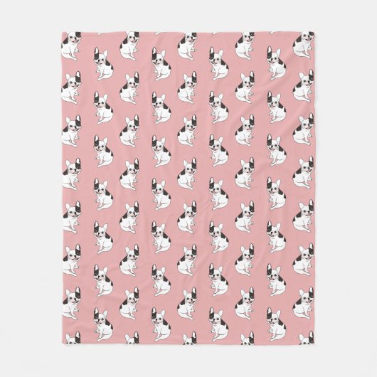 独身のなフード付きの雑色のFrenchieのためのおもしろいのplaytime フリースブランケット (正面)