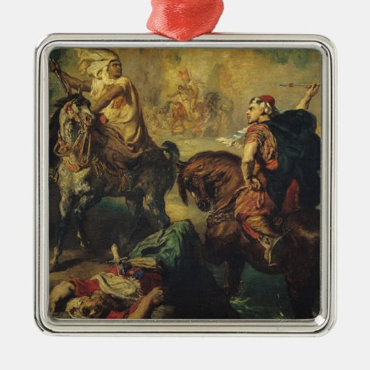 独身のな戦闘のアラビアの族長 メタルオーナメント (正面)