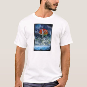 独身のな死んだ木霧深い夜オレンジの月 Tシャツ