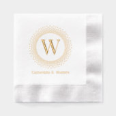 独身のイニシャルモノグラム丸点々のある点フレーム#2 箔ナプキン (正面)