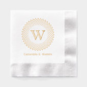 独身のイニシャルモノグラム点々のあるラウンドフレーム#3CO Na 箔ナプキン (正面)