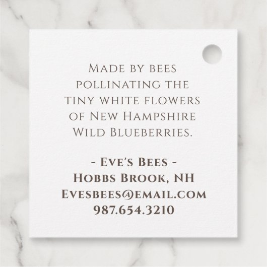 独身のオリジンハニー製品連絡情報メッセージカード フェイバータグ (裏面)