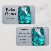 独身のティール(緑がかった色)ラッキージェム 名刺 (正面/裏面)