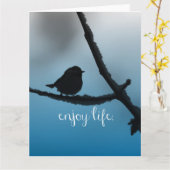 独身のバードオンブランチとライフ楽しむ引用文 カード (黄色い花)