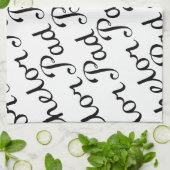 独身のパッドの斜めの原稿パターンB&WII キッチンタオル (折り畳み)