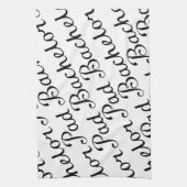 独身のパッドの斜めの原稿パターンB&WII キッチンタオル (縦)