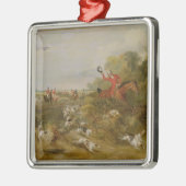 、独身のホール猟犬でおおいます1836年(cの油 メタルオーナメント (左)