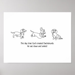 独身のラインアート – dachshunds dog ポスター