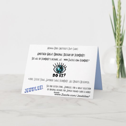 独身の巣のママ食べ物を与えのベビー カード (裏面)