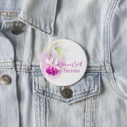 独身の明るい赤紫色の結婚花女のピン 缶バッジ (インサイチュ)