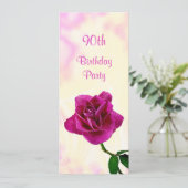 独身の薄紫バラ90誕生日 招待状 (スタンド正面)
