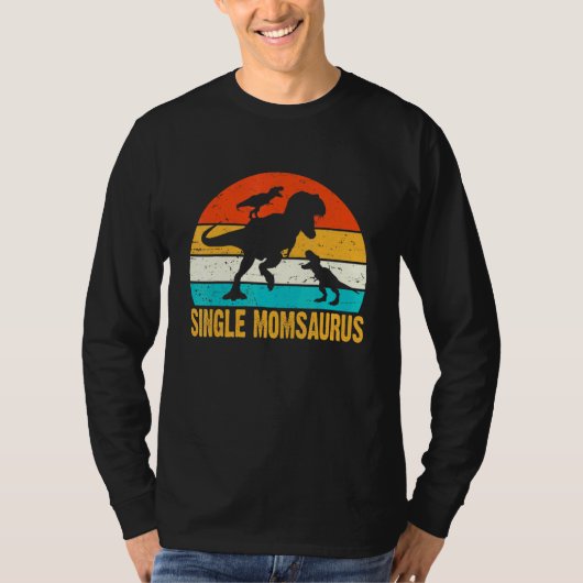 独身のMomsaurus Tレックス恐竜の母の日Si Tシャツ (正面)