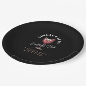 独身バレンタインデーパーティー ピンクカクテル ペーパープレート (アングル)