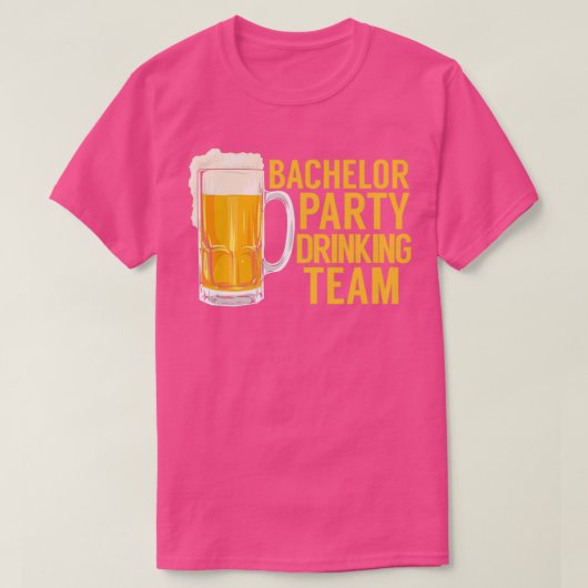 独身パーティの飲み会チームが結婚 ウェディング Tシャツ (デザイン正面)