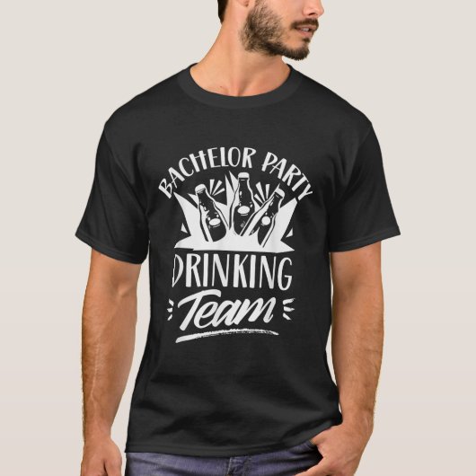独身パーティの飲み会チーム 花嫁 花婿 Tシャツ (正面)