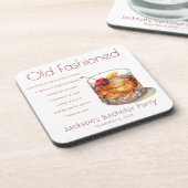 独身パーティーのためのオールドファッション飲み物レシピ コースター (左側)