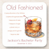 独身パーティーのためのオールドファッション飲み物レシピ コースター (正面)